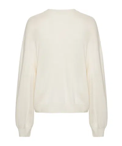 Rotate Birger Christensen Merino Wool-cashmere Oversized Pullover Sweater In White