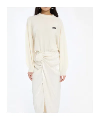 Rotate Birger Christensen Merino Wool-cashmere Oversized Pullover Sweater In White