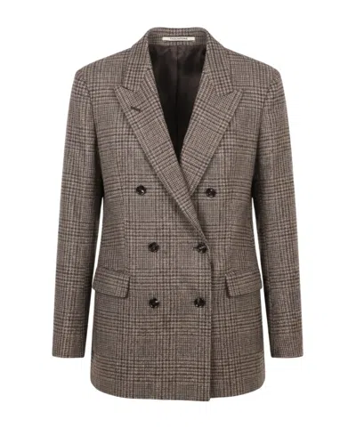 Tagliatore Jasmine Double-breasted Check-pattern Blazer In Brown