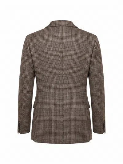 Tagliatore Jasmine Double-breasted Check-pattern Blazer In Brown