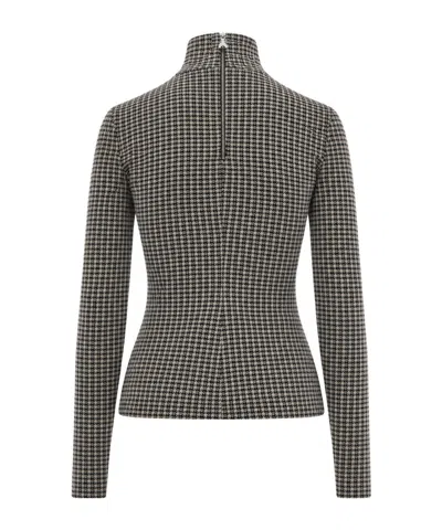 Patrizia Pepe Brown Houndstooth Stretch Viscose-blend Turtleneck In Multi