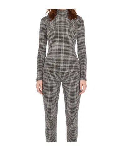 Patrizia Pepe Brown Houndstooth Stretch Viscose-blend Turtleneck In Multi