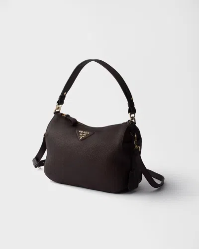 Prada Medium Leather Shoulder Bag In Brown