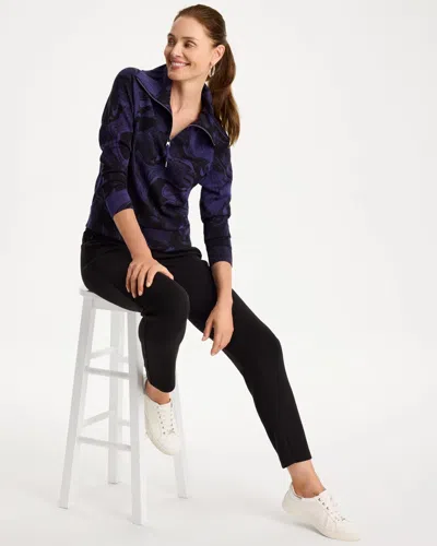 Chico's Half-zip Pullover Top In Purple In Midnight Violet