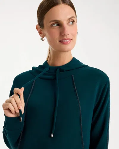 Chico's Soft Hooded Pullover In Teal Shadow In Teal Shadow