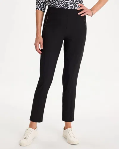 Chico's Ripstop Pull-on Tapered Ankle Pants In Black In Black