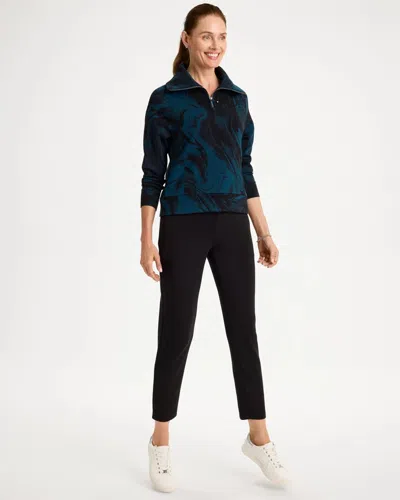 Chico's Half-zip Pullover Top In Teal Shadow In Teal Shadow