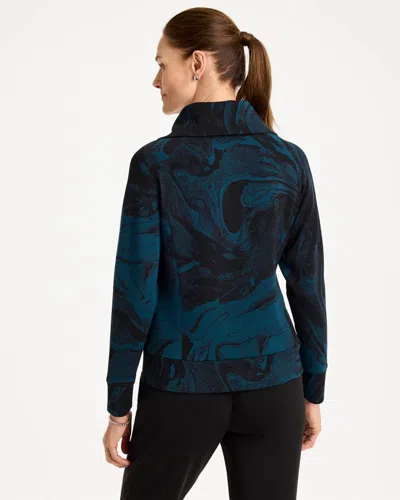 Chico's Half-zip Pullover Top In Teal Shadow In Teal Shadow