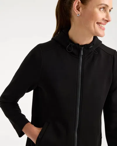 Chico's Soft Adjustable Hooded Jacket In Black In Black