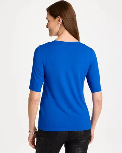 Chico's Elbow Sleeve Tee In Planetary Blue In Planetary Blue