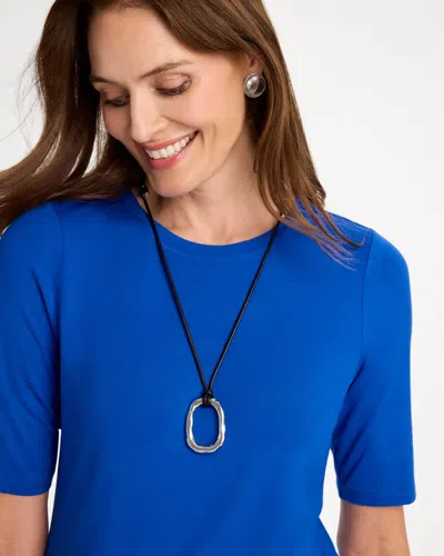 Chico's Elbow Sleeve Tee In Planetary Blue In Planetary Blue