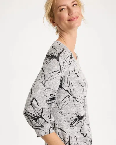Chico's 3/4 Sleeve Pullover In Salt/pepper In Salt/pepper