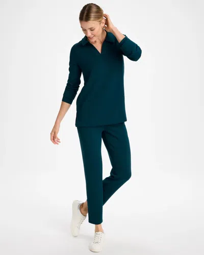 Chico's Collared Tunic In Teal Shadow In Teal Shadow