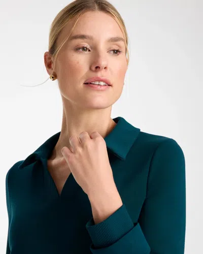 Chico's Collared Tunic In Teal Shadow In Teal Shadow