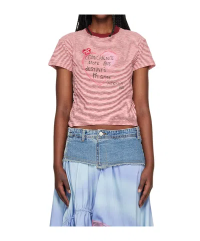Andersson Bell Essential Heart Message Striped Tee In Multi