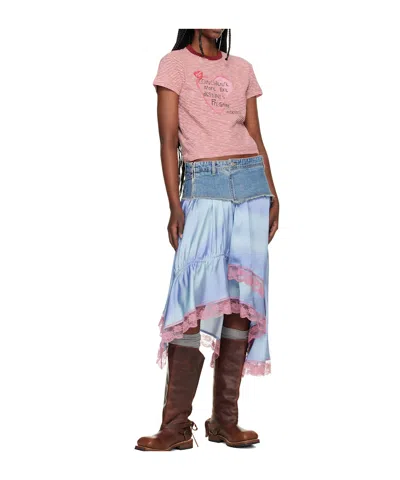 Andersson Bell Essential Heart Message Striped Tee In Multi