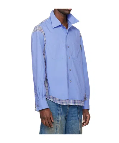 Andersson Bell Mesh Patchwork Shirt In Blue