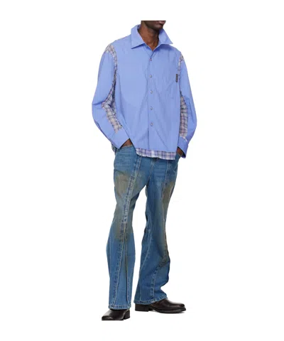 Andersson Bell Mesh Patchwork Shirt In Blue