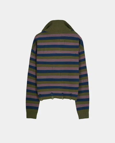 Andersson Bell Double Striped Half-zip Sweater In Multi