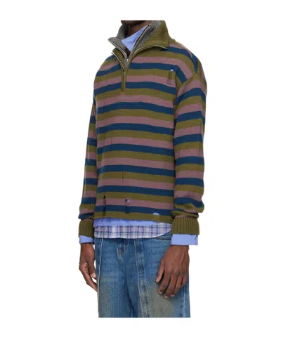 Andersson Bell Double Striped Half-zip Sweater In Multi