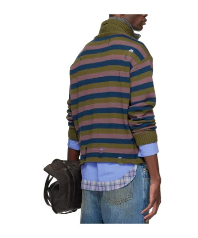 Andersson Bell Double Striped Half-zip Sweater In Multi