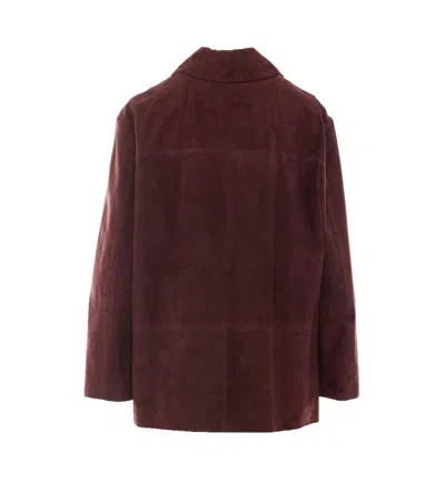 Max Mara Long-sleeve Leather Jacket In Brown