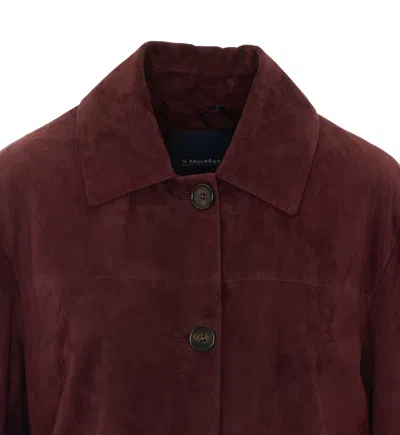Max Mara Long-sleeve Leather Jacket In Brown