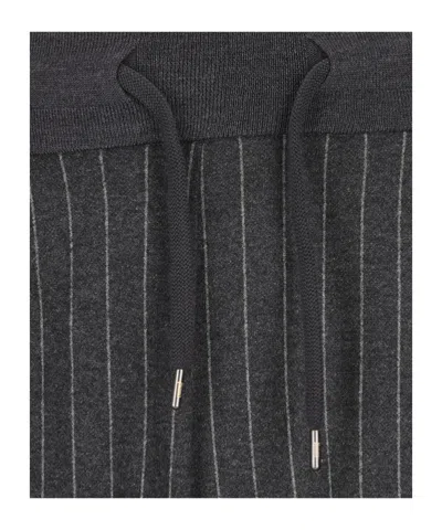 Herno Pinstripe-pattern Drawstring Trousers In Gray