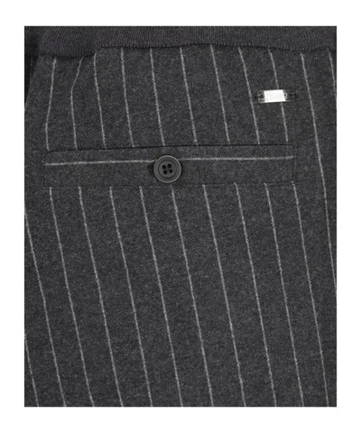 Herno Pinstripe-pattern Drawstring Trousers In Gray
