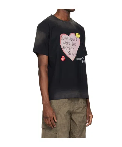 Andersson Bell Black Essential Spray Wash Heart Message T-shirt In Black