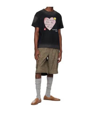 Andersson Bell Black Essential Spray Wash Heart Message T-shirt In Black