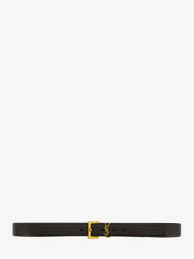 Saint Laurent Monogram Thin Belt In Black