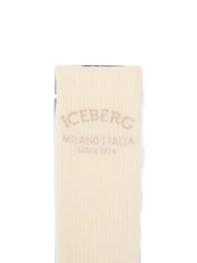 Iceberg Logo-intarsia Ribbed Socks In Multi