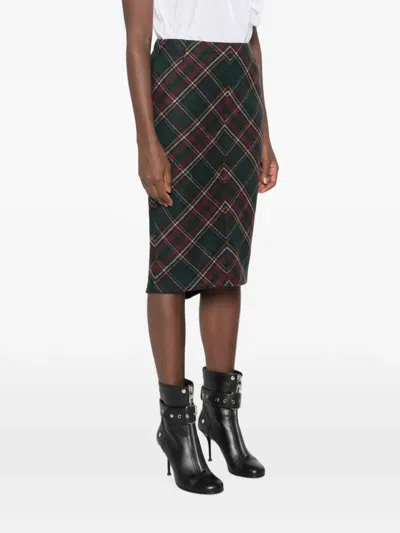 N°21 Tartan-pattern Midi Skirt In Multi