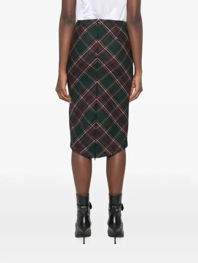 N°21 Tartan-pattern Midi Skirt In Multi