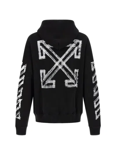 Off-white Motion Arrow Skate Black Cotton Hoodie With Distinctive Graphic Prints In Multi