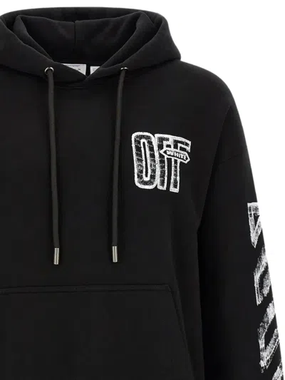 Off-white Motion Arrow Skate Black Cotton Hoodie With Distinctive Graphic Prints In Multi