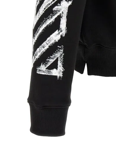Off-white Motion Arrow Skate Black Cotton Hoodie With Distinctive Graphic Prints In Multi