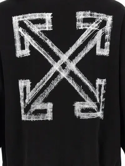 Off-white Motion Arrow Skate Black Cotton Hoodie With Distinctive Graphic Prints In Multi