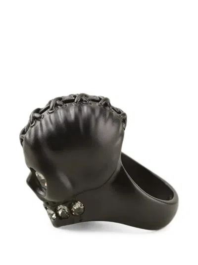 Alexander Mcqueen Crystal-embellished Ring In Black
