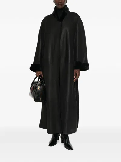Nour Hammour Dorian Shearling Coat In Black