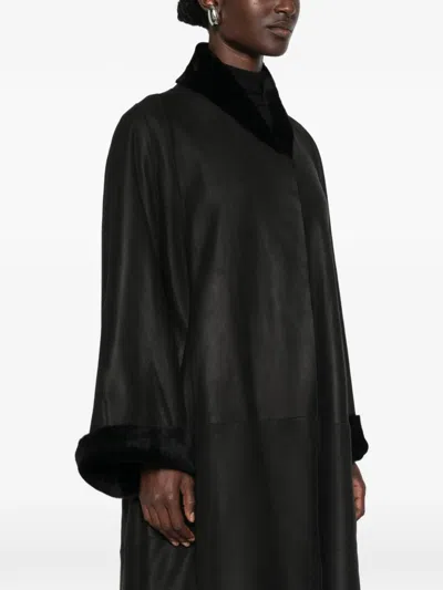 Nour Hammour Dorian Shearling Coat In Black