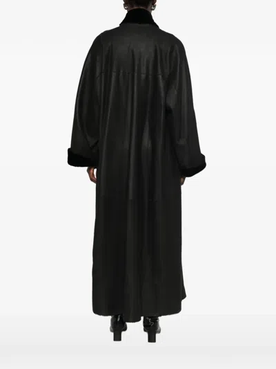 Nour Hammour Dorian Shearling Coat In Black