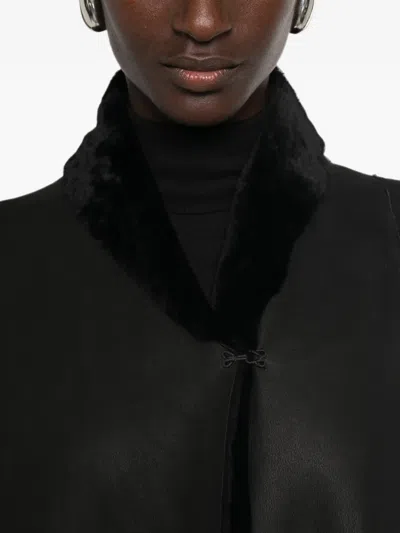 Nour Hammour Dorian Shearling Coat In Black