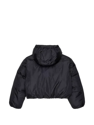 Diesel 로고 패치 후드 패딩 재킷 In Black