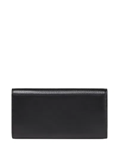 Fendi Ff Continental With Chain Black Leather Wallet In Black