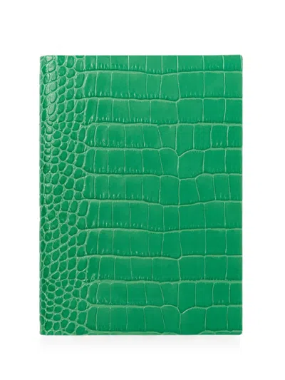 Smythson Soho Mara Leather Notebook In 그린