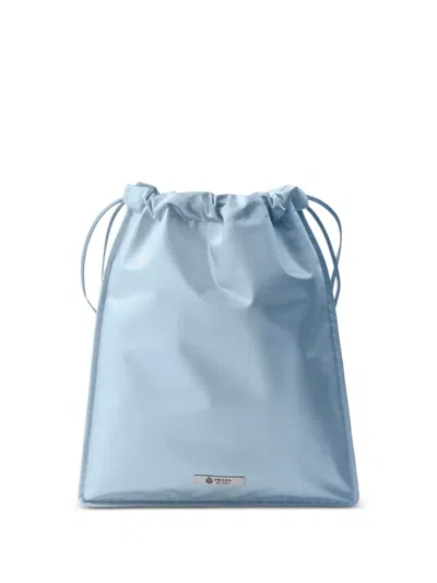 Prada Wish Silk Duchesse Drawstring Pouch Bag In Blue