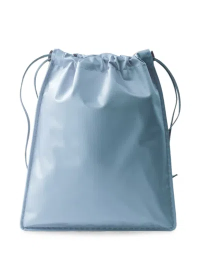 Prada Wish Silk Duchesse Drawstring Pouch Bag In Blue
