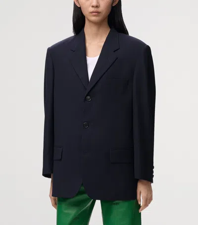 Loewe Wool Single-breasted Blazer In Blue